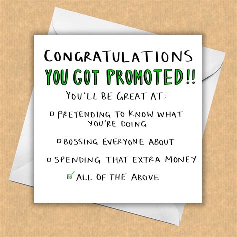 Promotion Card / You Got Promoted / New Job Card / Funny Card | Etsy UK