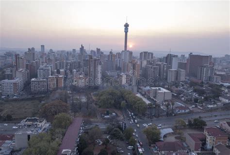 Aerial View of Johannesburg CBD at Sunset in South Africa Stock Image ...