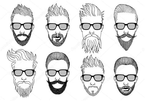 Hipster faces with beard, vector set Stock Vector Image by ©beaubelle #71704087