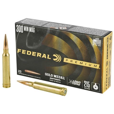 Federal Premium Gold Medal Berger Ammunition 300 Winchester Magnum 215 Grain Berger Hybrid ...