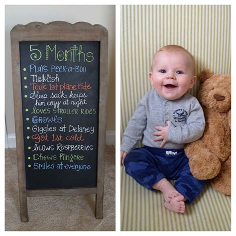 5 Months Baby Chalkboard | Chalkboard baby, 5 month baby, Baby month by ...