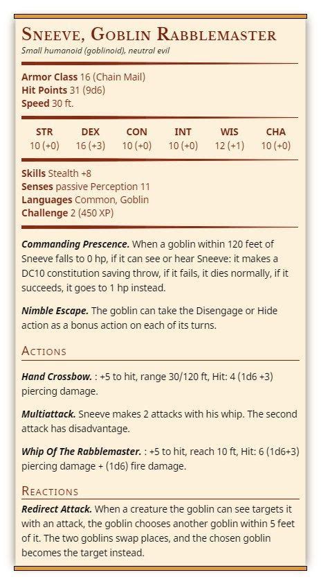 Sneeve: a Goblin Boss for your Party of Level 2 Adventurers - UnearthedArcana | Dungeons and ...