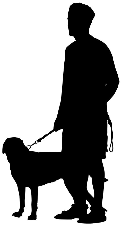 Man Walking Dog Silhouette