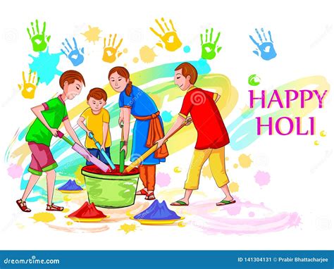 India Holi Festival Lettering And Logo Design. Cartoon Vector ...