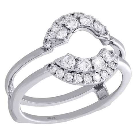 14K White Gold Diamond Half Round Enhancer Wrap Jacket 2 Row Wedding ...