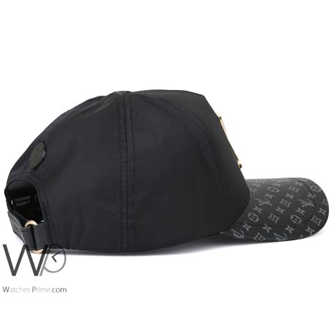 Black Louis Vuitton LV Patterned Baseball Leather Cap | Watches Prime