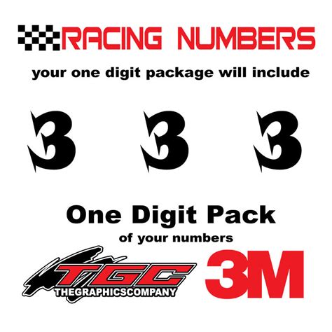 Racing Numbers Vinyl Decals Stickers Snap 3 pack – The Graphics Company