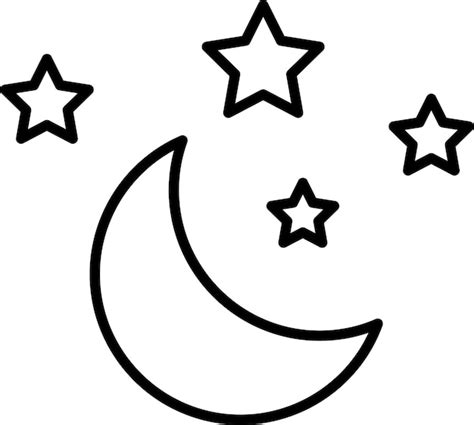 Premium Vector | Baby moon and stars outline vector illustration icon