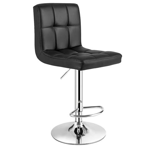 Costway Adjustable Armless Bar Stool Swivel Kitchen Counter Bar Chair PU Leather Black - Walmart.com