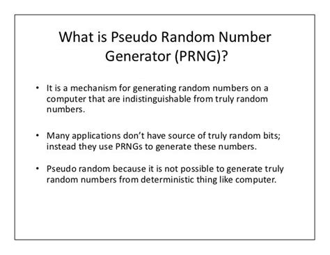 What is pseudo random number