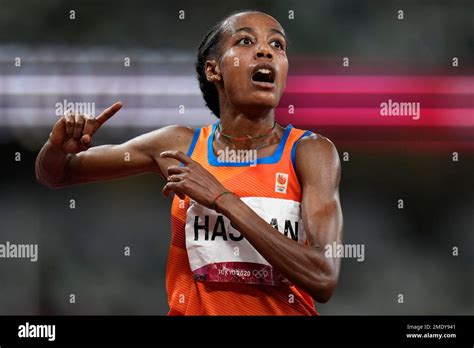 Sifan Hassan, of Netherlands, reacts after winning the women's 10,000 ...