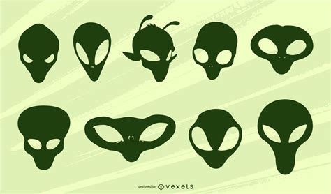 Alien heads silhouette set #AD , #Affiliate, #affiliate, #heads, #silhouette, #set, #Alien ...