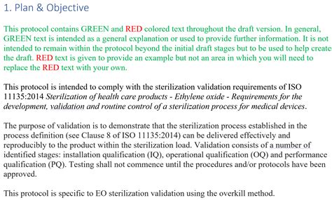 Plan and objective for Ethylene Oxide Sterilization Validation Protocol ...