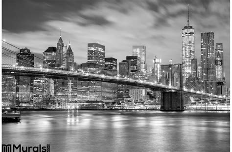 Manhattan Brooklyn Bridge Black White New York Wall Mural