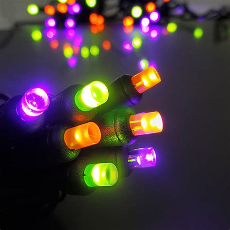 Halloween Wide-Angle LED Light Strand - Green, Orange, and Purple - 50 ...