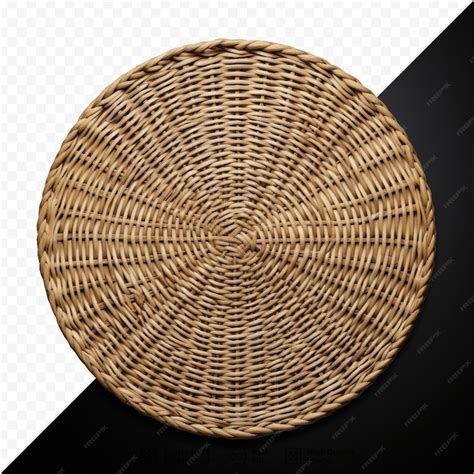 Premium PSD | A wicker basket with a round handle and a black background.