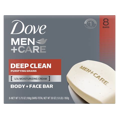 Dove Men+Care Body + Face Bar Purifying Grains, Deep Clean, 3.75 oz (8 Bars) - Walmart.com