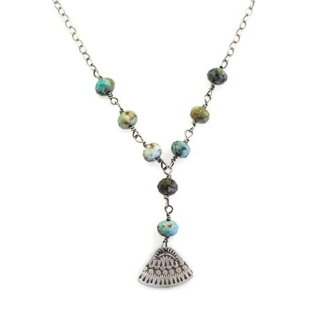 Asmi Triangle Turquoise Lariat Necklace - Margo's Pottery & Fine Crafts