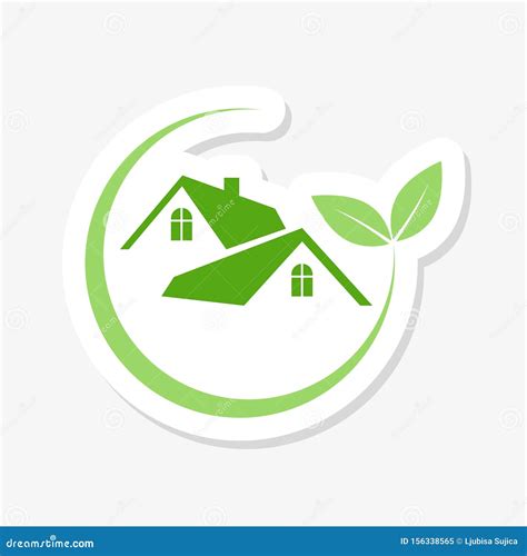 Green House Logo Sticker. Eco Green House Stock Vector - Illustration of friendly, icon: 156338565