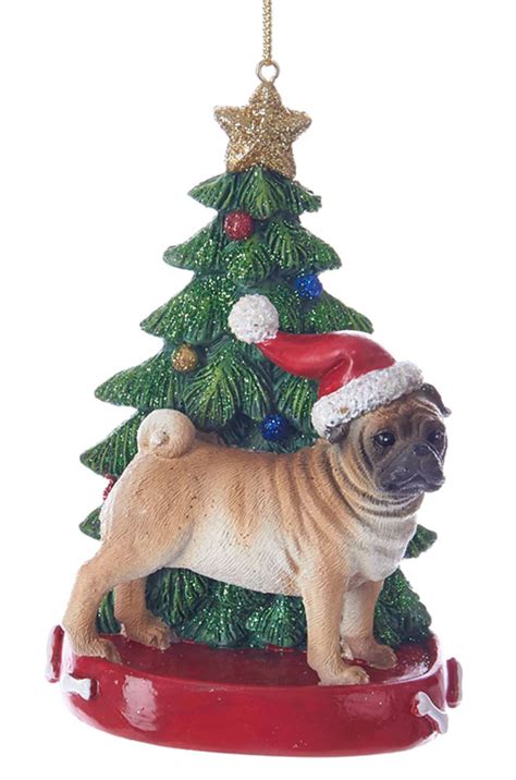 Pug Christmas Tree Ornament Fawn