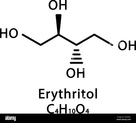 Erythritol molecular structure. Erythritol skeletal chemical formula. Chemical molecular formula ...