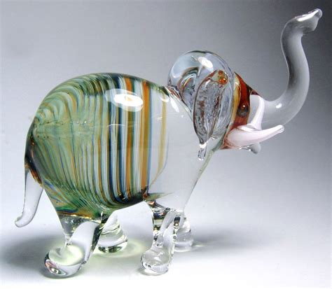 Green Amber ELEPHANT handmade blown ART GLASS figurine miniature GIFT ...