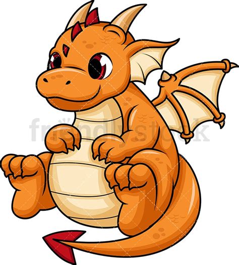 Cute Baby Dragon Cartoon Vector Clipart - FriendlyStock