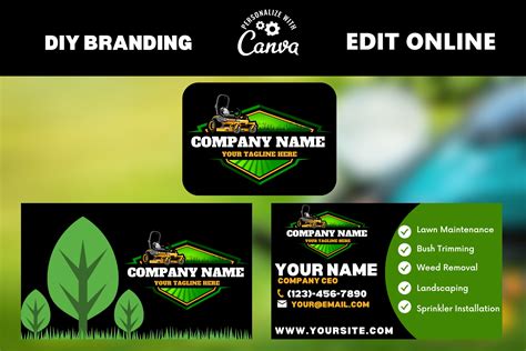 LAWN CARE Logo Business Card, Landscaping Logo, Lawn Mower, Zero Turn, Lawn Mowing Logo ...