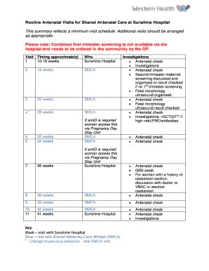 Antenatal Care Schedule - Fill Online, Printable, Fillable, Blank ...