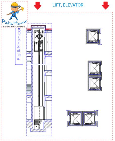 [DWG] Lift, Elevator Section and Plan Drawing - in Autocad