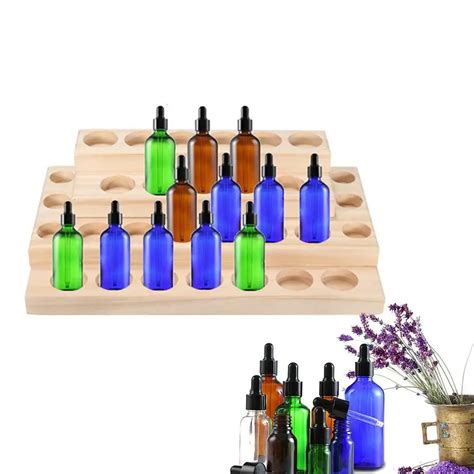 Wooden Essential Oil Bottle Display Rack Multi step perfume oil Storage Box Large Capacity ...