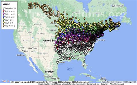 2023 hummingbird spring migration map, 2023 hummingbird sightings ...