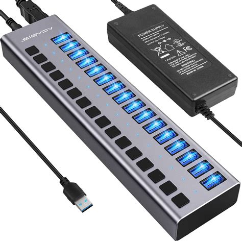 Powered USB Hub - ACASIS 16 Ports 90W USB 3.0 Data Hub - with ...