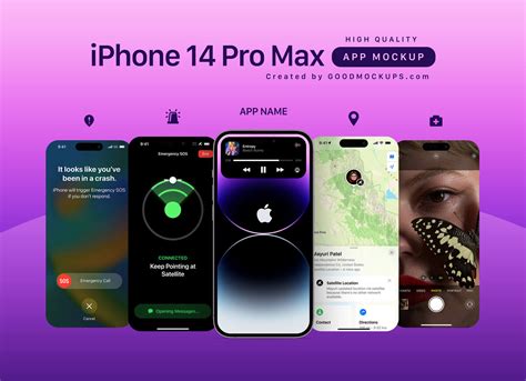 Free iPhone 14 Pro Max App Screen Mockup PSD - Good Mockups