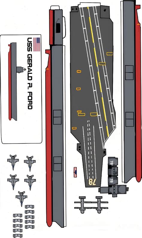 Uss gerald r ford cvn 78 aircraft carrier papercraft template – Artofit