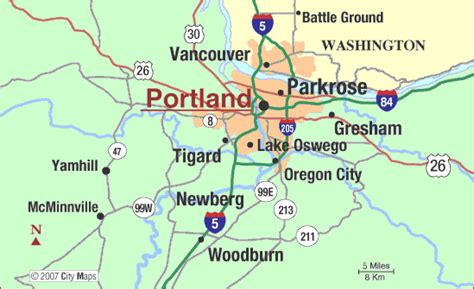 Portland Metro Map - ToursMaps.com