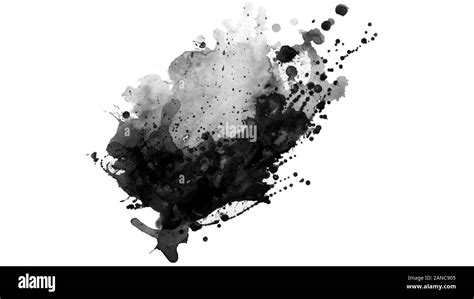 Beautiful black ink splatter isolated on white Stock Photo - Alamy