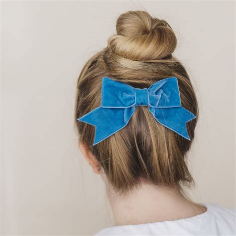 Peacock Velvet Ribbon Bow Hair Clip - Imogen's Imagination