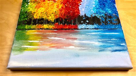 Colorful Rainbow Tree Acrylic Painting For Beginners | How To Paint a Simple Acrylic Painting ...