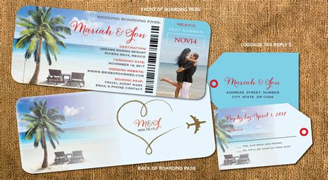 Airplane Boarding Pass for Wedding Invitation Set with Photo | Etsy ...