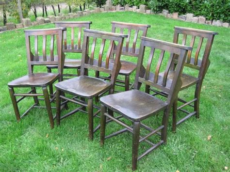 Set of 6 Elm Seated Church or Kitchen Chairs