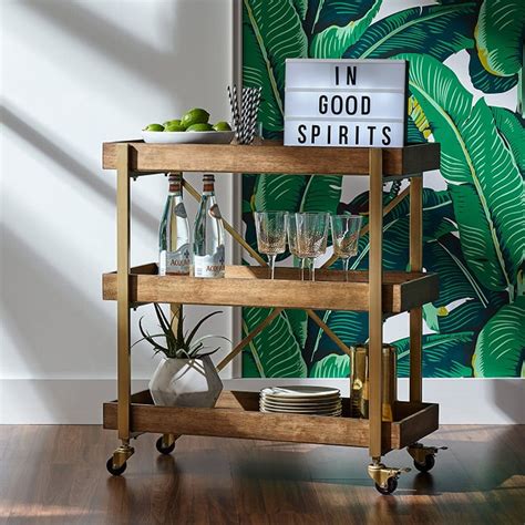 Rivet’s 3-Tiered Rustic Metallic Rolling Wood and Metal Bar Cart | Chic ...