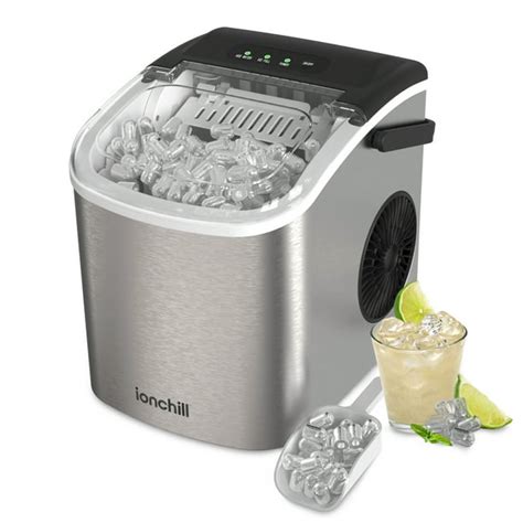 Ionchill Quick Cube Ice Machine, 26lbs/24hrs Portable Countertop Bullet ...