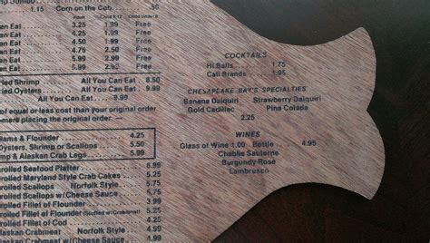 Chesapeake Bay Seafood House Wooden Menu Excellent Collectible ...