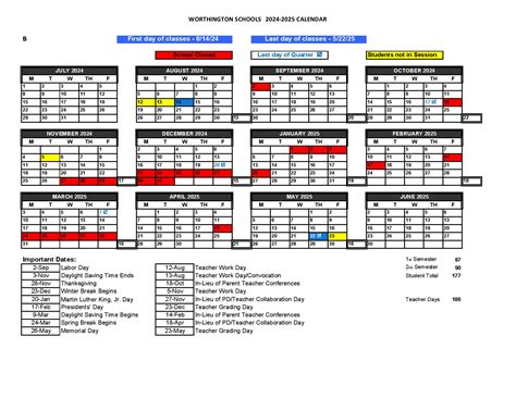 Worthington Schools Calendar 2024-2025 | Holiday Breaks