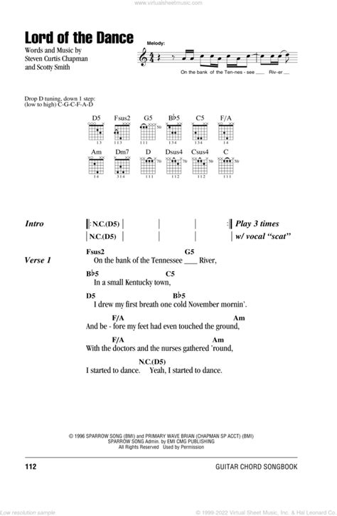 Lord Of The Dance sheet music for guitar (chords) (PDF)