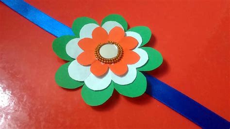 How to make tricolor rakhi with paper|paper rakhi making for kids|Flower paper rakhi for kids