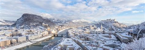 Premium Photo | Panorama of salzburg in winter snowy historical center ...