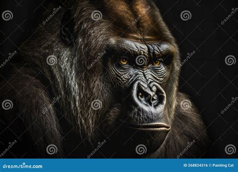 Portrait of a Gorilla, Digital Illustration Painting Artwork Stock ...