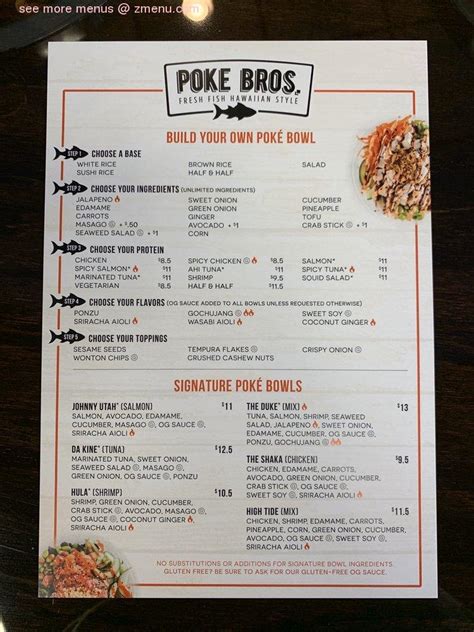 Menu at Poke Bros. pub & bar, Memphis